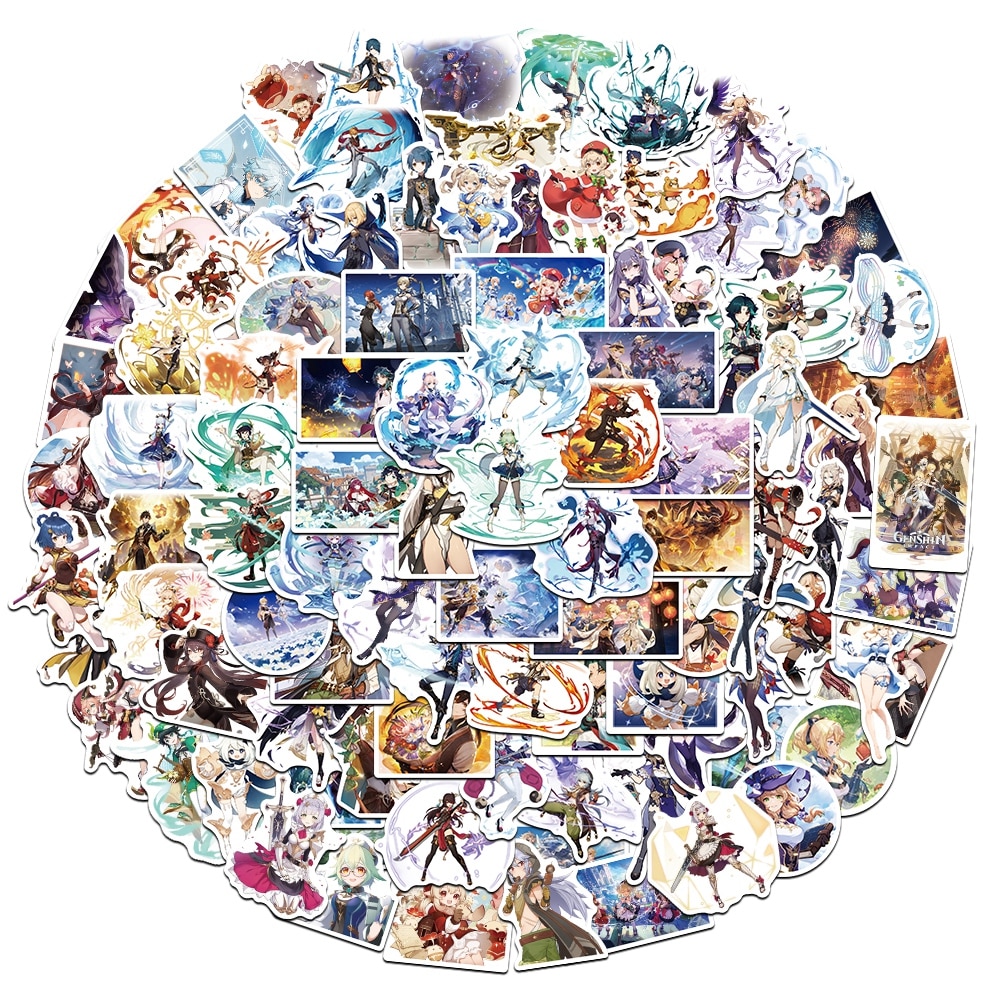 10/30/50/100 Uds. Nuevo personaje Anime Genshin Impact juego pegatinas dibujos animados impermeable niños juguete portátil monopatín coche teléfono pegatina
